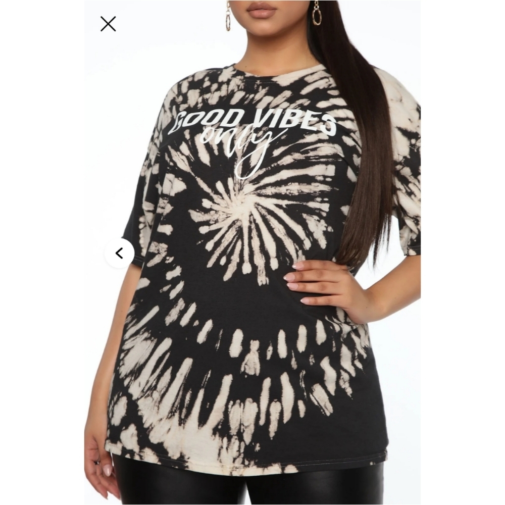 Fashion Nova | Give Me The Good Vibes Tie Dye Top - Black/Grey - Picture 4 of 8